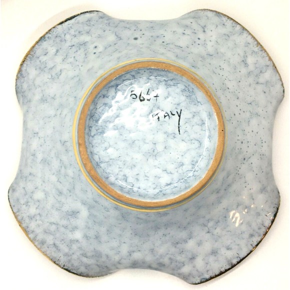 VTG Mid Century Italian Iris Ruffled Edge Bowl Art Pottery Hand Painted Hi Gloss - Picture 4 of 7